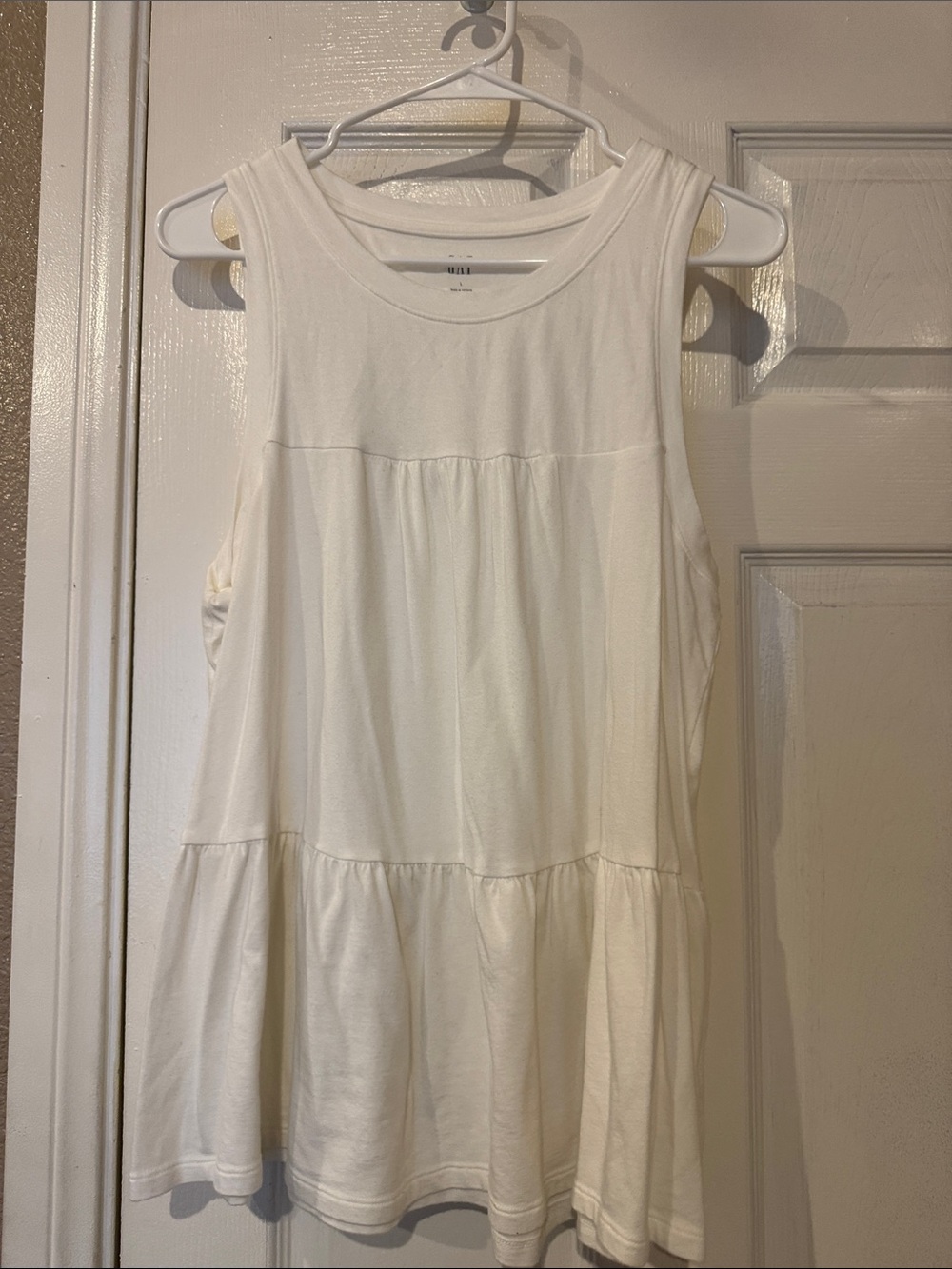 GAP Cream Sleeveless Tiered Casual Dress